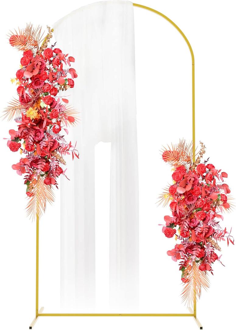 Fomcet 7.2FT Metal Arch Backdrop Stand Gold Wedding Arched Frame for Ceremony Birthday Party Graduation Bridal Baby Shower Anniversary Background Decoration