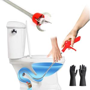 69"Toilet Snake Clog Remover,Toilet Auger Grabber ToolPlumbing Snake for Toilet,With 4 Claws Bendable Hose Pickup Reaching Assist Tool for Grabbing Objects Blocked in Toilet Pipes and Drainage Drains