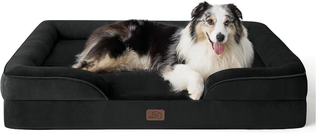 Bedsure Orthopedic Dog Bed for Extra Large Dogs - XL Washable Dog Sofa Beds Large, Supportive Foam Pet Couch Bed with Removable Washable Cover, Waterproof Lining and Nonskid Bottom, Black (42.0"L x 32.0"W x 6.5"Th)