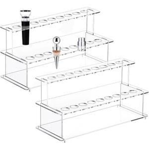 UNICRAFTALE 2 Sets Wine Bottle Stopper Display Stairs 18 Slot Clear Acrylic 2 Tier Riser Wine Stopper Holder Wine Stopper Display Stand Rack for Countertop 9.44"Lx3.93"Wx4.72"H