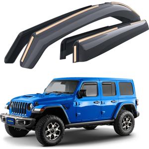 Goodyear Shatterproof in-Channel Window Deflectors for Jeep Wrangler JL 2018-2025/Jeep Gladiator 2020-2025, Rain Guards, Window Visors for Cars, Vent Deflector, Car Accessories, 4 pcs - GY003423LP