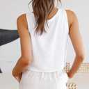 IDEALSANXUN Womens V Neck Cropped Linen Tank Tops Spring Summer Sleeveless Shirts (S)