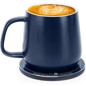 APEKX Self-Heating Ceramic Coffee Mug - Stable 130F Temperature, 15W Wireless Phone Charging, 12.8 fl oz Capacity - USB-C Enabled. (Deep Navy)