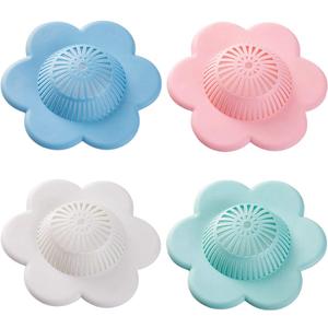 Hair Catcher Silicone Hair Stopper Shower Drain Covers with Suction Cups Suit for Bathroom Bathtub and Kitchen, 4 Pack