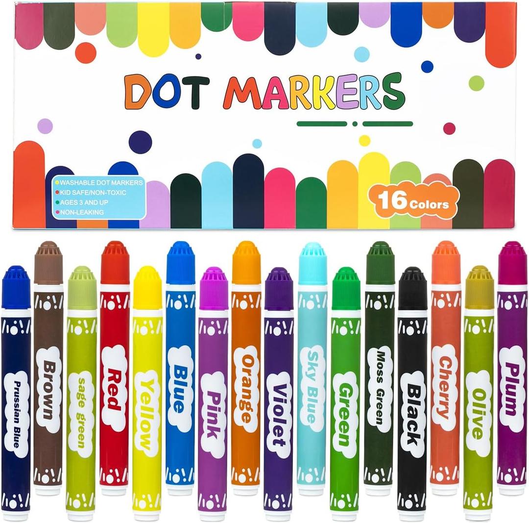 Bingo Markers 16 Color Bingo Daubers Washable Bingo Markers Drawing Coloring Arts and Crafts Supplies Dot Paint Marker Set