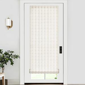 LazBlinds No Tools No Drill Bamboo Roller Shades, Cordless Bamboo Blinds, Light Filtering Roll Up Blinds for Windows, French Door, Porch or Patio, 26'' W x 70'' H, Whitewash