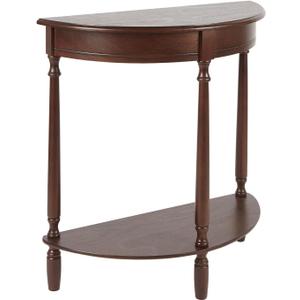 Decor Therapy Simplify Half Round Accent Table, Walnut, 28.25w 11.8d 28.25h