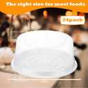 24 Pieces 8 Inch Disposable Cake Containers with Lids Plastic Serving Tray Clear Platters with Clear Lids Round Disposable Cake Holder for Storing Party Takeout Food Catering Display (White)