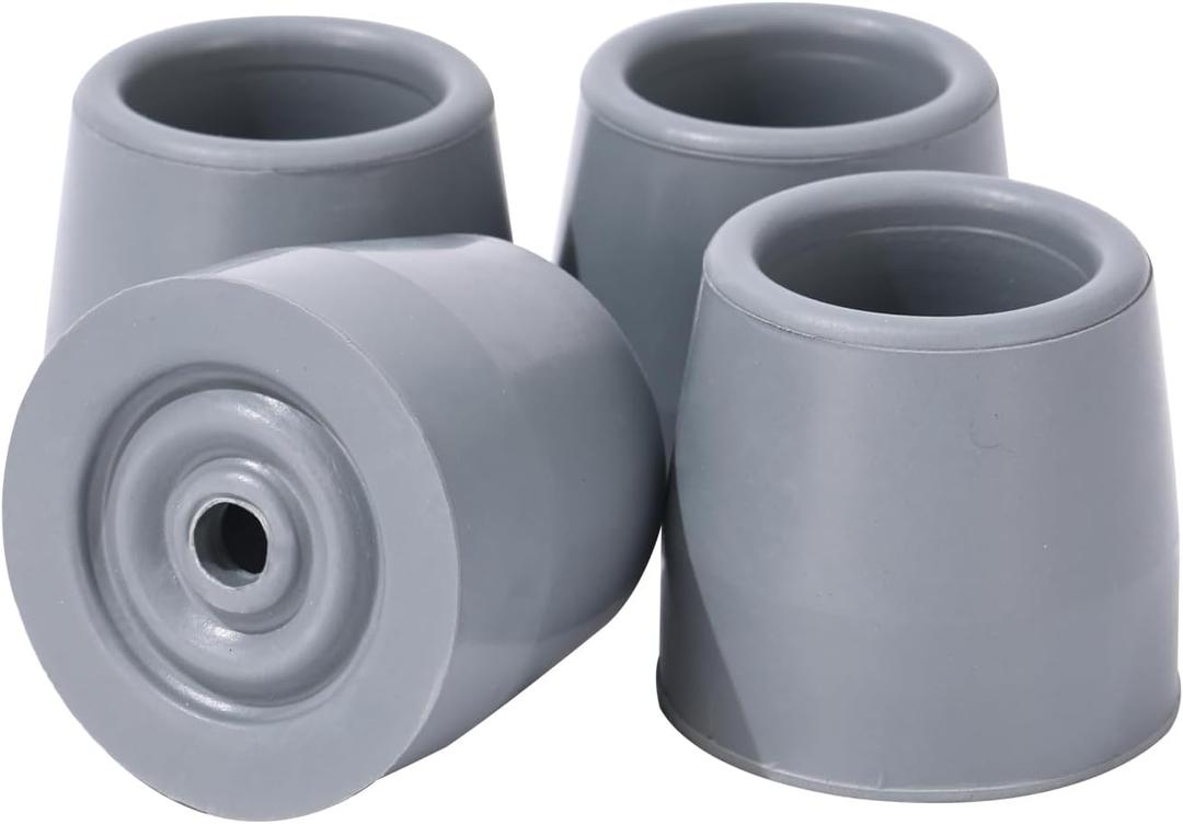 4PCS Rubber Walker Tips 1 '' Heavy Duty Replacement Tips for Walkers, Commodes, Shower Chairs and More (Gray)