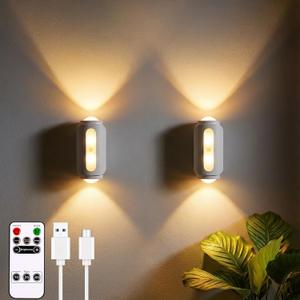 Motion Sensor Wall Light, Rechargeable Wireless Sconce Set of 2, Wireless No Hardwire 3CCT Wall Lamps, Magnetic Battery Operated Indoor Lighting for Hallway, Stairs, Bedroom, Bathroom, Closet Decor