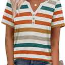 XIEERDUO Womens Summer Tops Short Sleeve Henley Shirts Casual V Neck T Shirts Business Work Blouses Dressy 2026 (XXL)