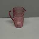 Boston International Vintage-Inspired Glass Pitcher with Embossed Floral Pattern, 4.5" x 7.75", Pink Codi
