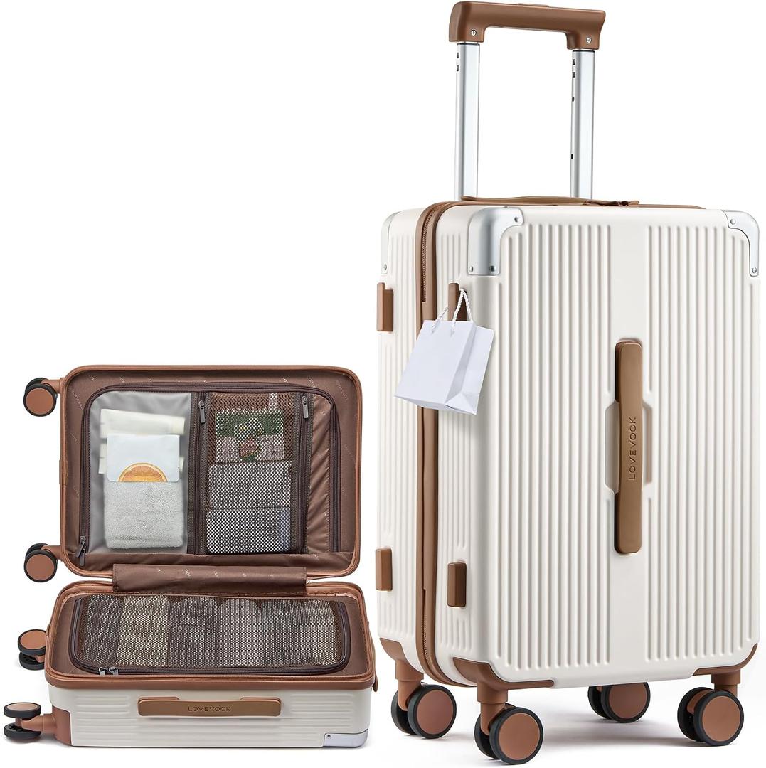 LOVEVOOK Carry On Luggage 22x14x9 Airline Approved, 20 Inch Hard Shell Suitcases with Spinner Wheels, PC Hardside Small Carry On Suitcase with TSA Lock for Women Men Travel