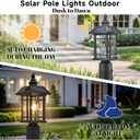 Solar Lamp Post Light with Water Ripple Glass Dusk to Dawn Waterproof Pole Lights Outdoor 18.3 Inch Height Large Aluminum Solar Lights Outdoor Post Include Remote Control and LED Bulb