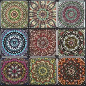 LONGKING Peel and Stick Backsplash Tile Stickers, Colorful Moroccan Tile for Kitchen, Stick on Wall Tiles (10 Sheets) (Multicolor)