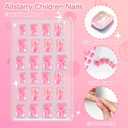 2 x Allstarry 72pcs 3 pack Children Nails Press on Pre-glue Full Cover Bear Sunflower Doughnut Short False Nail Kits Lovely Gift for Children Little Girls Nail Art Decoration - Pink Party