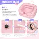 Cehim Inflatable Shampoo Basin - Portable Shampoo Bowl, Hair Washing Basin for Bedridden, Disabled,Injured, Hair Wash Tub for Dreadlocks and at Home Sink Washing (Pink-Bowtie, 15in Inner)