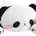TOYSYM Panda Stuffed Animal Cute Panda Plush Pillow with 4 Baby Plushies in Her Tummy, Soft Cotton Stuffed Animals Toy Gifts for Kids