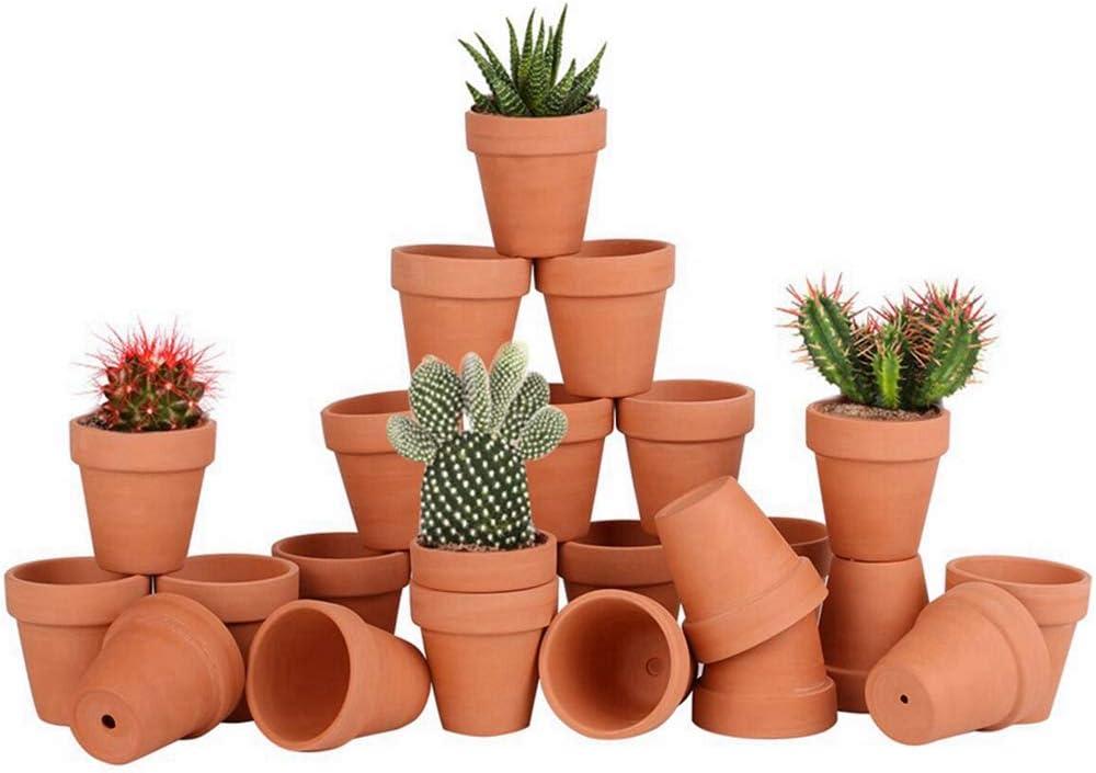 24pcs Mini Clay Pots, 2.5'' Terracotta Pottery Planters, Cactus Flower Succulents Nursery Pots, with Drainage Hole, for Indoor/Outdoor (Red)