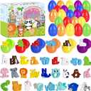 26 Pack Easter Eggs Filled with Animal Alphabet Matching Toys Easter Gifts,Alphabet Matching Toys for Kids Boys Girls, Easter Egg Fillers, Easter Basket Essentials Stuffers Filler and Party Favors