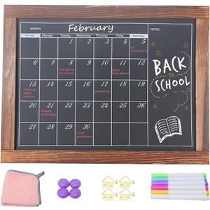 Chalkboard Calendar Magnetic Board Monthly Planning Board for Kitchen Wall, Reusable Planner Chart for Family Blackboard Calendar for Record Daily Tasks List 12'' x 16''