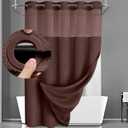 YellyHommy No Hook Shower Curtain with Snap in Liner Set Less Time Brown Waffle Shower Curtain for Bathroom 75" L x 72" W