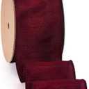 LaRibbons Burgundy Ribbon Wired 2.5 Inch x 10 Yards Dark Red Dupioni Ribbon for Christmas Gift Wrapping Flower Bouquet Wreath Bow Party Home Decoration, Royal Burgund