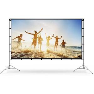 Projector Screen with Stand, Vamvo 100 inch Portable Foldable Projection Screen with Aluminum Alloy Stand Outdoor Movie Screens with Carrying Bag for Home Theater Camping and Recreational Events