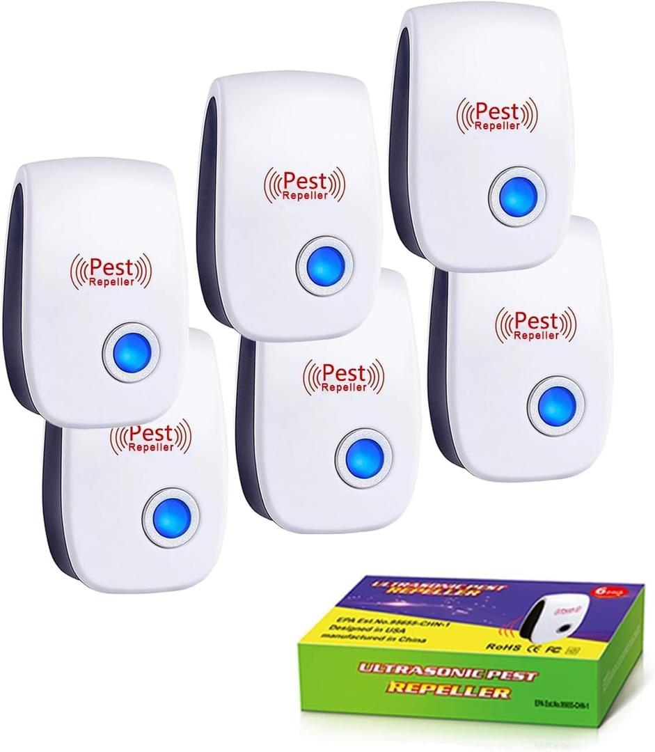 Ultrasonic Pest Repeller & Insect Indoor Repeller, Ultrasonic and Repellent for Roach, Rodent, Mouse, Bugs, Mosquito, Mice, Spider, Ant, 5 Packs