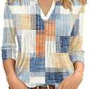 FreshNight 3/4 Lenght Sleeve Womens Tops Summer Tops for Women V Neck Blouses Dressy Casual 2025 Trendy XL