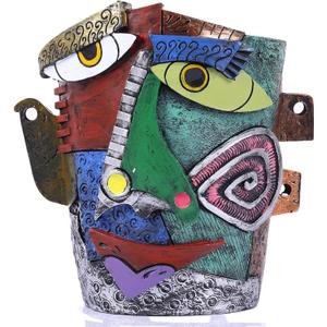 Abstract Art Flower Pot,Large Face Planter,Colorful Head Planter Pot for Plants,Decorative Face Flower Pots for Living Room, Patio,Garden,Unique Home Dcor for Indoor and Outdoor Use (C)