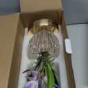 Flower Table Lamp, Orchid Flower with Crystal Vase Lamp, Cordless Touch Desk Light, 3 Colors Dimming & Rechargeable, Small Night Light for Bedroom Home, Romantic Gifts for Girl Women (Purple)