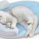 CATISM Cat Cooling Mat - Pet Bed Mat for Cats or Small Dogs, Cat Bed Cat Sleeping Beds with Pillow Soft and Comfortable, Cozy Pad Washable, Non-Slip Bottom Removable