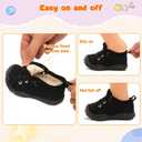 FEETCITY Toddler Boys Shoes Toddler Barefoot Shoes Kids Sneakers Tennis Shoe Slip On Baby Walking Shoe (Black)