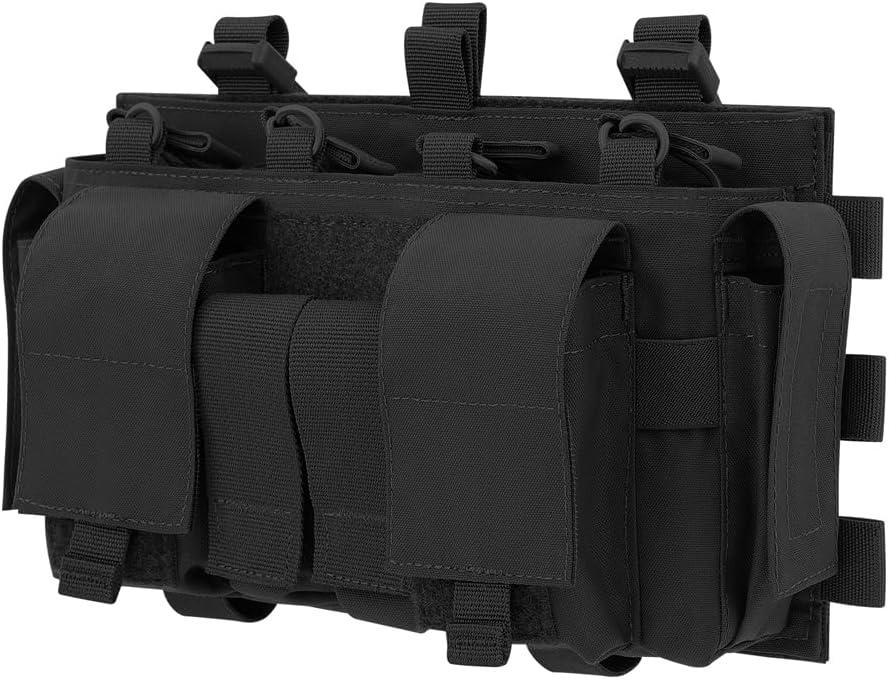 KRYDEX Quad 5.56 Mag Pouch Placard 556 & 9mm Mag Pouch Radio & GP Pouches for Carrier and Chest Rig (Black)