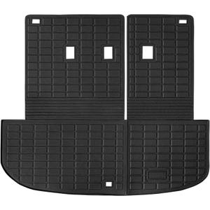 TPE Floor Mats Compatible with Hyundai Palisade 2020-2024 All Weather Protection Floor Liner Cargo Liner Trunk Mat with Backrest (Black)