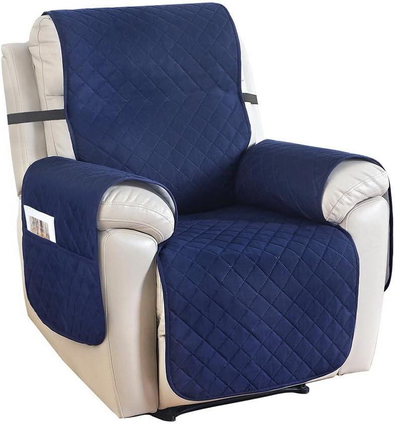 Recliner Chair Cover Slipcover Quilted 100% Water Resistant Nonslip Navy