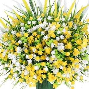 Artificial Plants Outdoor, 20PCS Artificial Flowers, UV Resistant Fake Flowers, Faux Flowers for Outdoor Planters for Front Porch Pot Decor (Color18)