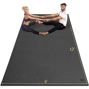 GXMMAT Large Yoga Mat 12'x6'/10'x6'/6'x8'(7mm), Extra Thick Workout Mats for Home Gym Flooring, Ultra Comfortable Non-Slip Quick Resilient Barefoot Wide Exercise Mat for Pilates, Stretching,Meditation