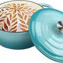 Cast Iron Dutch Oven 4.5 Quart Enameled Cast Iron Dutch Oven Pot with lid Heavy Duty Dutch Oven Dual Handles Porcelain Enameled Cast Iron Pot for Baking Braiser Cooking Family or Friends Gifts,Aqua (Teal)