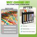 Acrylic Straw Holder for Cabinet Door,Straw Holder Dispenser With 8pcs Double Sided Adhesive Tape,Cabinet Straw Holders Organizer for Counter,Straws Organizer Storage for Kitchen Cupboard(Black)