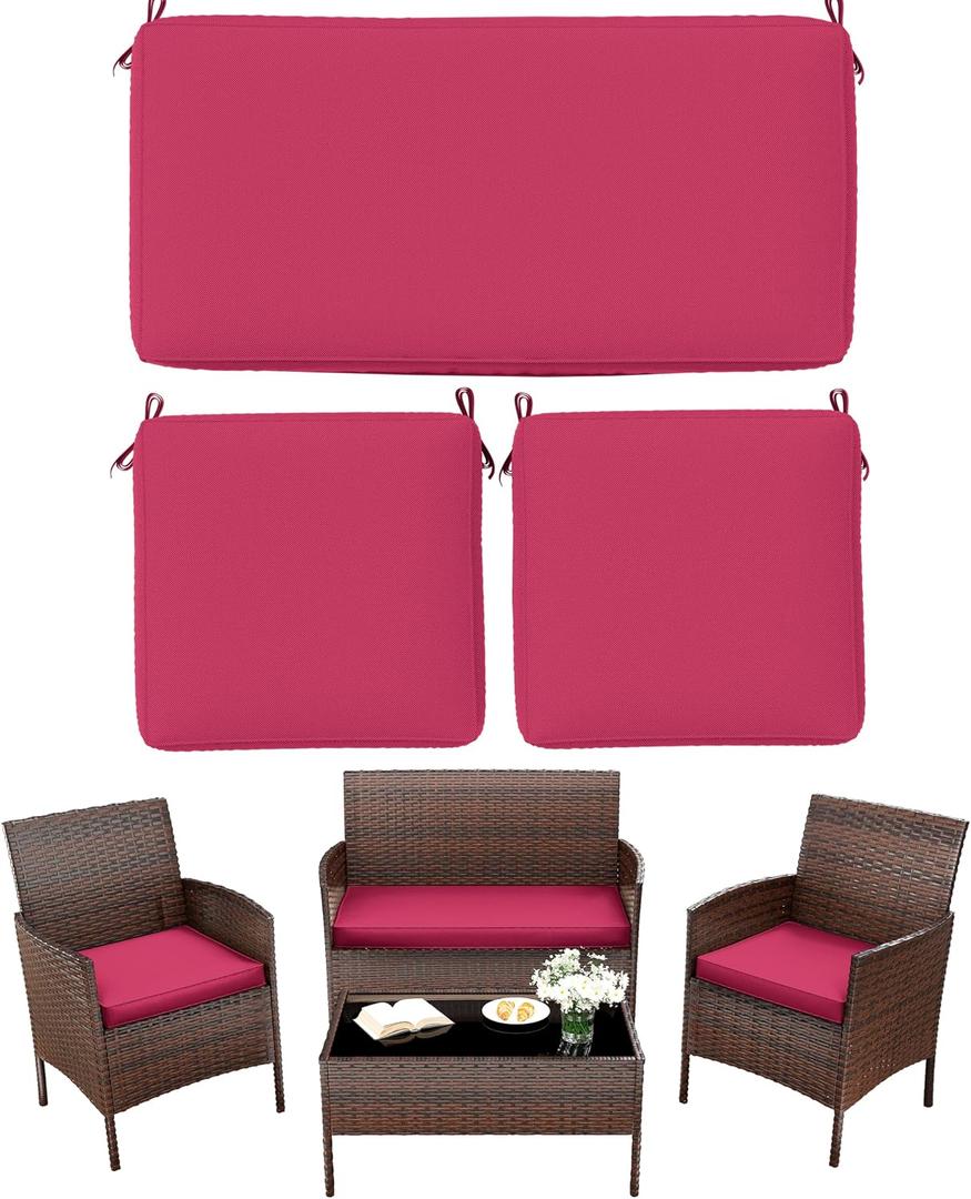3 Pcs Outdoor Patio Chair Cushions,Waterproof Chair Pads,36x18x3,18x18x3, 36 x 18 x 3 in