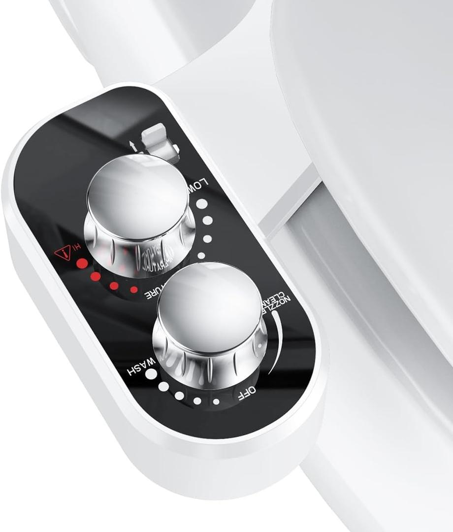 DooLv Hot and Cold Bidet Attachment for Toilet, Ultra-Slim Bidet Attachment Warm Water, Non-Electric Adjustable Pressure Self Cleaning Sprayer Nozzle Control for Posterior, Feminine Wash
