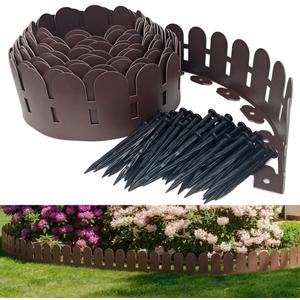 Landscape Edging Border 5.5IN x 66FT with 100pcs Anchoring Spikes,Garden Borders Edging Arched Design for Tree,Flowerbed,Yard,Path Way,Decorative Landscaping Fence Liner Lawn Edge Barrier -Brown