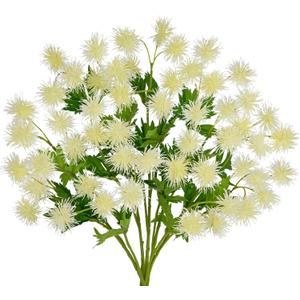 Hollyone 9 Heads White Dandelion Artificial Flowers 5Pcs Faux Dandelions Flowers Bush Arrangement Bouquets Fake Ball Mums Flower Stem for Indoor Home Decor Table Office Party Wedding Decoration