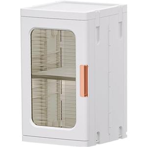 Mini Storage Cabinet with Doors and Shelves Countertop Cabinet Bathroom Storage Kitchen Cabinet with Adjustable Shelf Cabinet Organizer Toilet Paper Storage Linen Closet 1 Layer, White 
