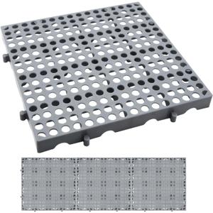 3-Pack Heavy Duty Plastic Pallets 11.8"x11.8"x1.8" Waterproof Ventilated Grid Design  Stackable Nestable Floor Pallets for Basement, Garage & Warehouse Storage-Grey