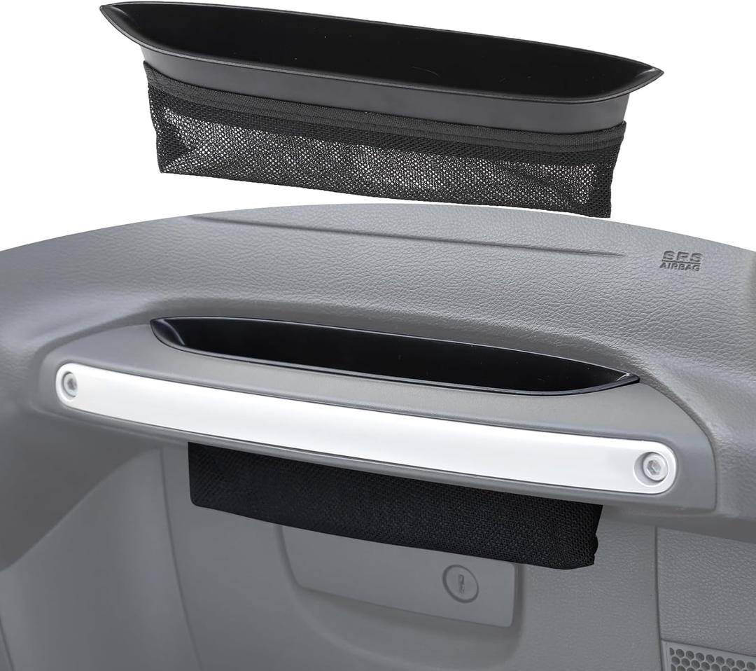 RT-TCZ for Wrangler JK Grab Tray Passenger Handle Storage Box Insert Organizer with Net for Jeep Wrangler JK JKU 2011-2017 Black Accessories