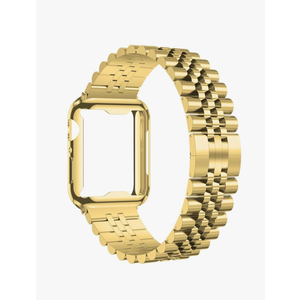 baozai Compatible Apple Watch Bands 46mm 45mm 44mm 42mm 41mm 40mm 38mm, Stainless Steel Band with Screen Protector Case for Apple Watch Series 11/10/9/8/7/6/5/4/3/2/1/SE3