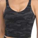 Oalka Sports Bra Womens Longline Padded Crop Tank Yoga Bras Workout Fitness Top Multi Grey Camo XXL